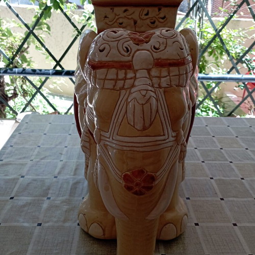 Vintage ceramic decorative elephant with Asian details