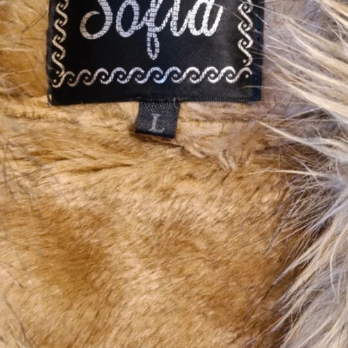 Sofia suede long coat with fur trim, size L