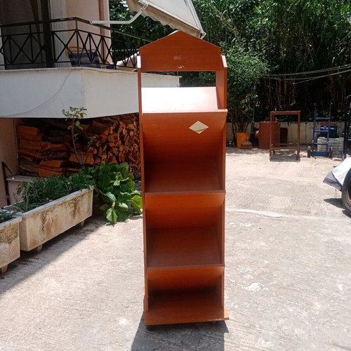 Magazine and Brochure Display Stand wooden with wheels like new