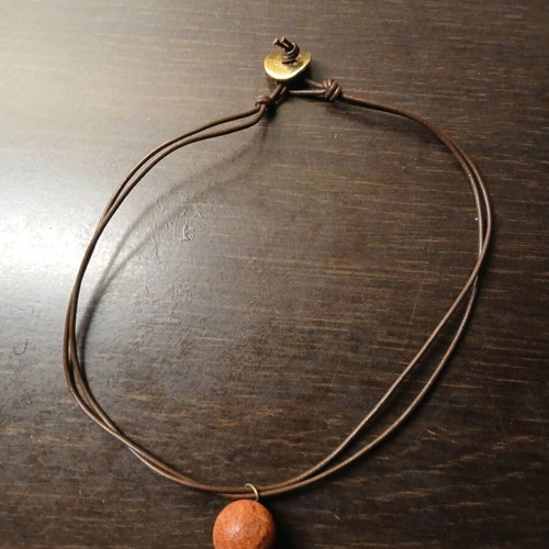 Leather necklace with semi-precious stone like new