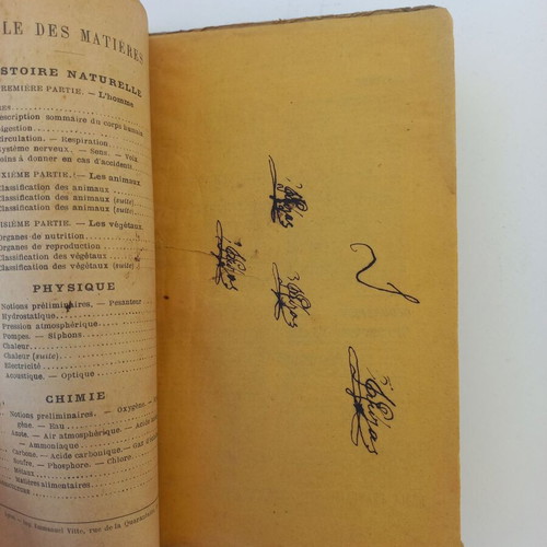 Premieres Notions de Sciences Physiques et Naturelles science book used 1901 French edition