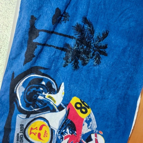 Beach towel used, dark blue, 1.47 × 0.72 m