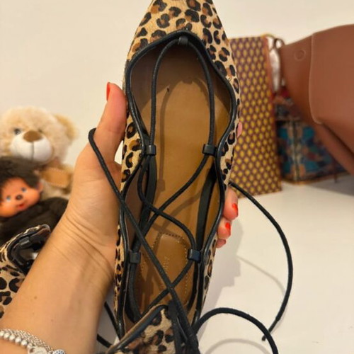 Zara ballerinas like new brown ankle tie size 38