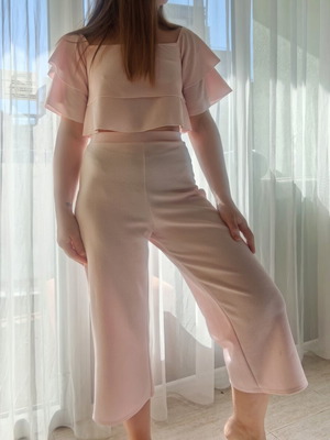 Boohoo women's two-piece suit, delicate pink