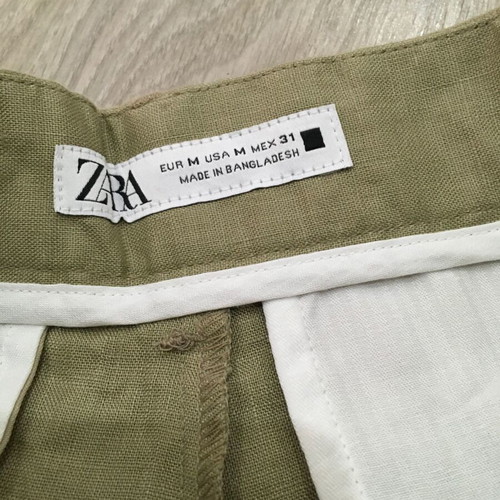 Zara Men's linen-blend Bermuda shorts size 31, new, olive green