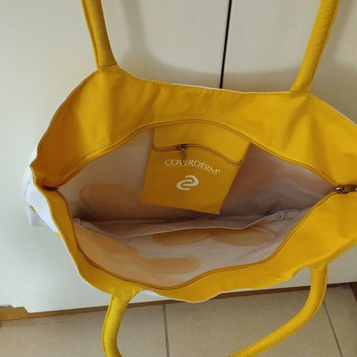 Coverderm Beach Bag shoulder type new, white and yellow
