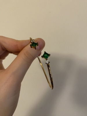 Emerald and diamond open cuff bracelet like new, gold finish