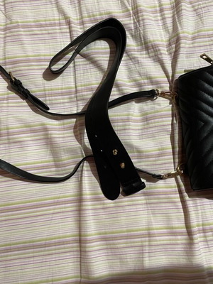 Zara waist bag used with double strap and gold lion design