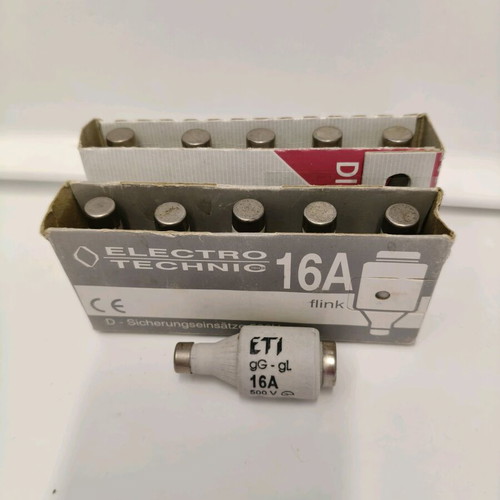 Electrical fuses new, set of 10, 16 A type DII (E27)