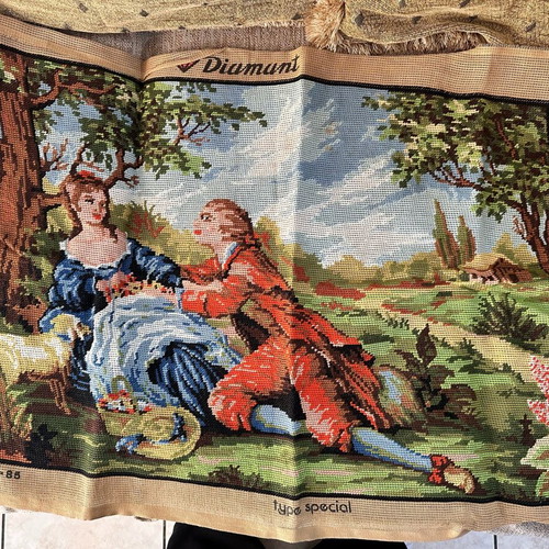 Embroidered cross-stitch painting like new, size 70x48
