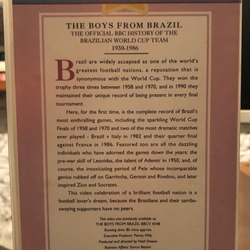 The Boys from Brazil video cassette like new, football documentary