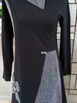 Women's dress A-line patchwork black and grey like new