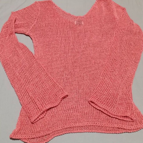Knitted summer sweater coral color size S like new