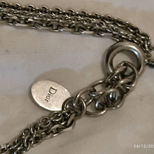 Christian Dior necklace triple chain long, like new, silver