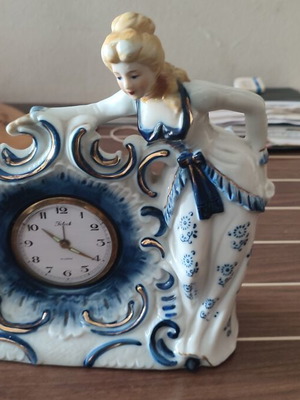 Vintage Tajimi Porcelain Mechanical Table Clock from 1960s used