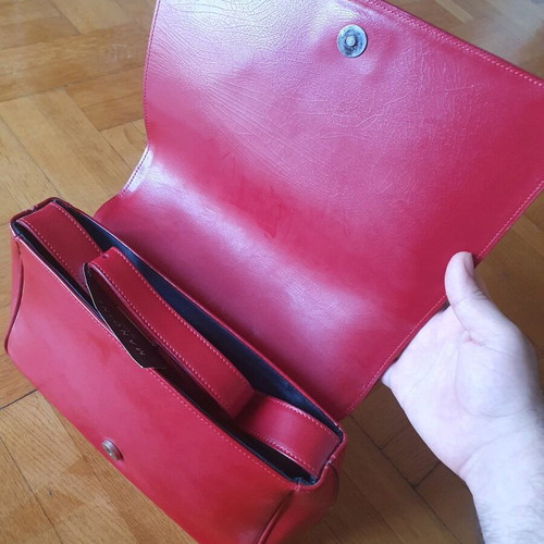 Mancini shoulder bag 100% leather red new made in Italy