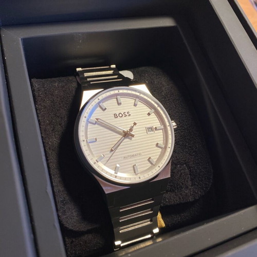 Boss men's automatic wristwatch new silver