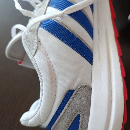 Adidas athletic shoes size 44 used, white and blue