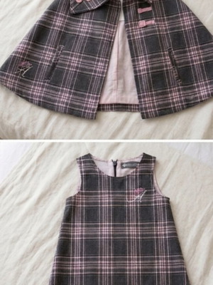 Alouette winter dress and cape set for girl 3 years old, new, grey and pink