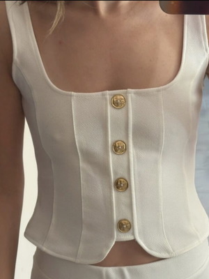 Zara top with gold buttons new with tags, white, size S