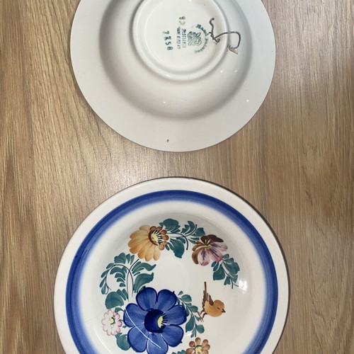 Vintage hand-painted ceramic plates Fajans Włocławek set of 2