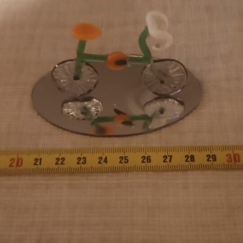 Decorative Bicycle made of Blown Glass on Mirror Base new