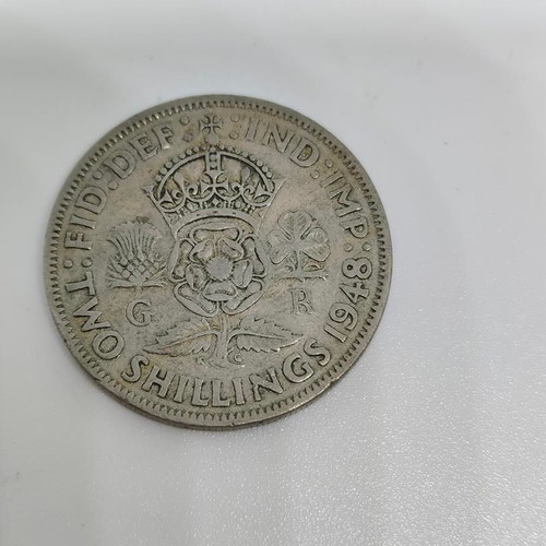 British coin Two Shillings 1948 like new, King George VI