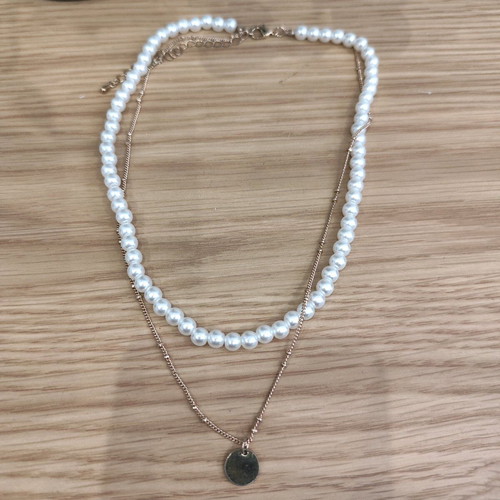 H&M double necklace like new, white and gold