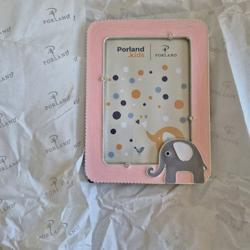 Photo frame with elephant pink enamel and rhinestones 9×13 new
