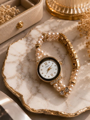 Julius women's watch with pearls and gold details like new
