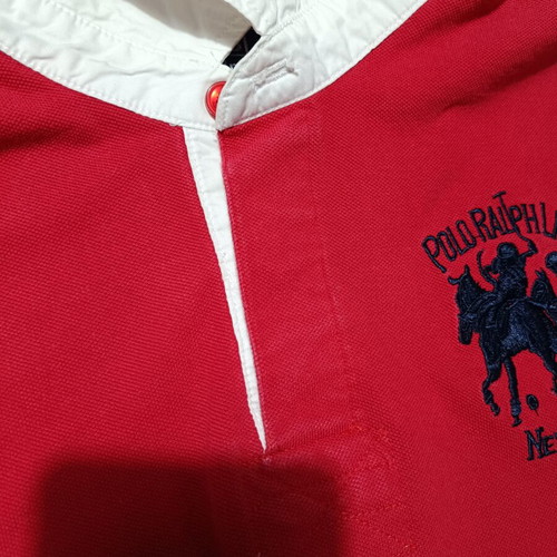 Polo Ralph Lauren Rugby Shirt Double Big Pony size L like new, red and white