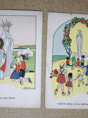 French vintage children's religious cards like new, set of 2