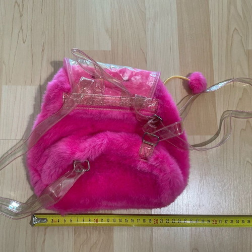 Children's furry backpack used, fuchsia