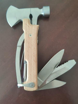 Kikkerland 10-in-1 multitool like new with wooden handle and stainless steel tools