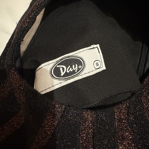 Day dress Small like new, black with metallic stripes