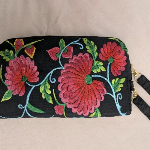 Small crossbody bag like new with phone pocket and wallet, black multicolor