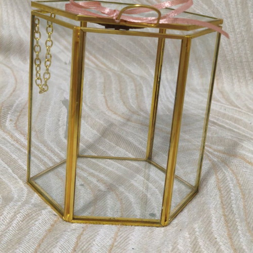 Glass boxes set of 2 with swan candy bar decoration, new