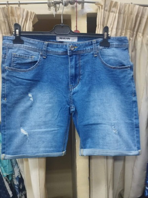 Men's denim bermuda shorts with rips new, blue, sizes L-6XL