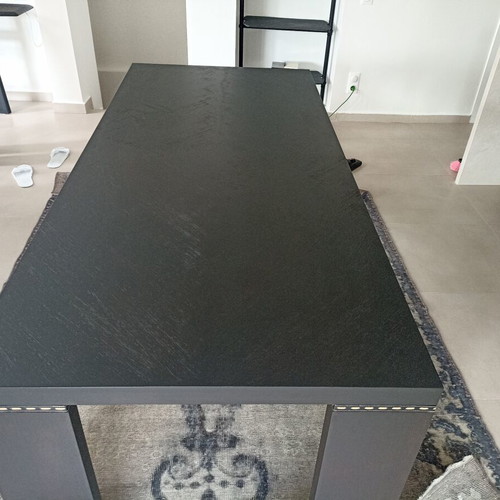 Dining table like new, black solid African wood, 2m x 90cm