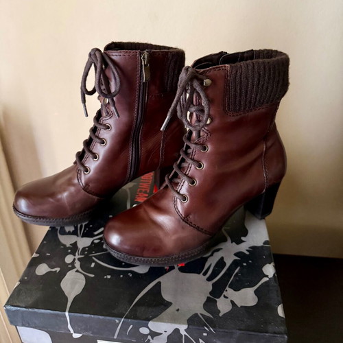 Red Hot women's ankle boots, genuine leather, size 37, brown