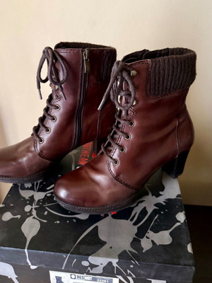Red Hot women's ankle boots, genuine leather, size 37, brown