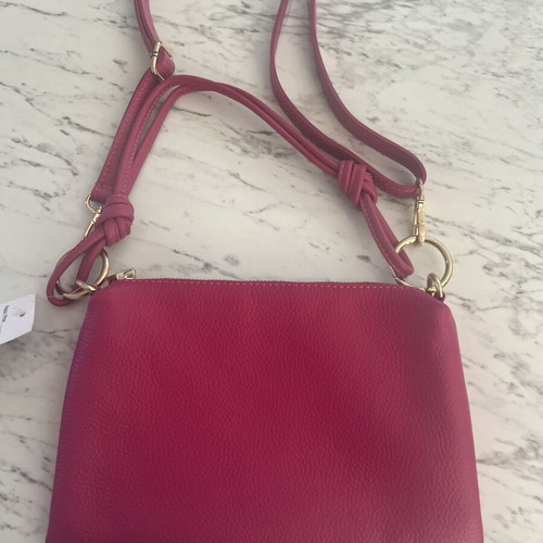 Leather bag Vera Pelle pink new, hand-held with two straps