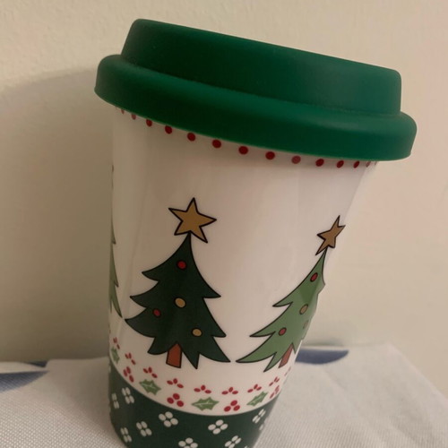 Marva Christmas porcelain mug with silicone lid 390 ml new