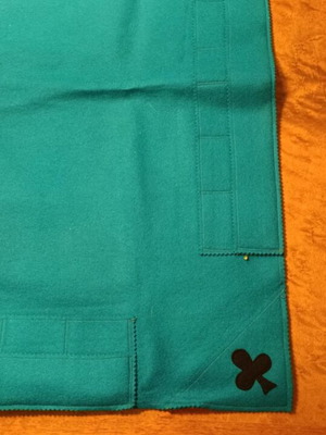 Baize card table cloth like new with four suits and pockets