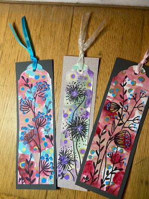 Bookmarks 3 together hand-painted and unique new