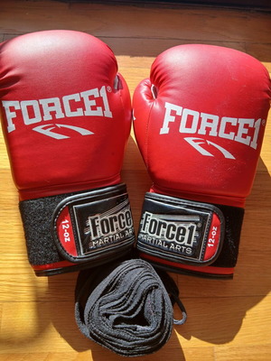 FORCE1 Boxing Gloves and Shin Guards like new, Size 5 and M