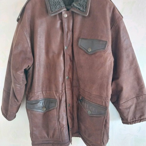 Men's leather coat Wild Cats like new, size 50, brown