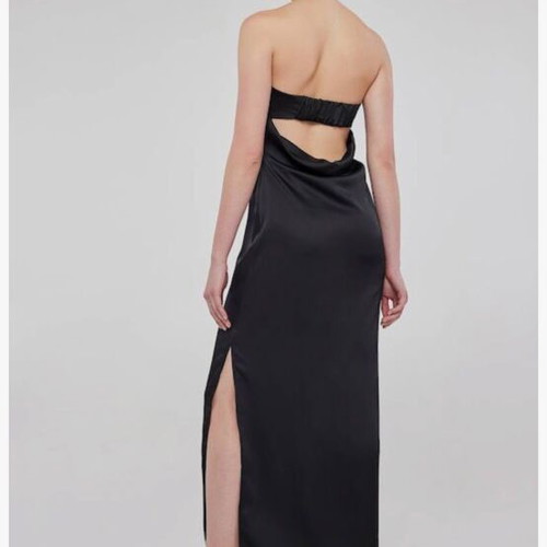 Mind Matter satin strapless dress new, summer maxi in black and peach