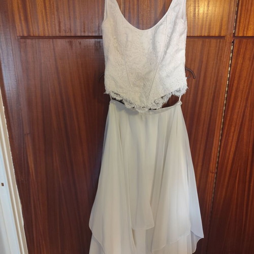 Handmade wedding dress like new, romantic, size S/M, cotton-silk