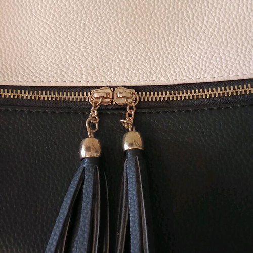 Women's black and white faux leather handbag new
